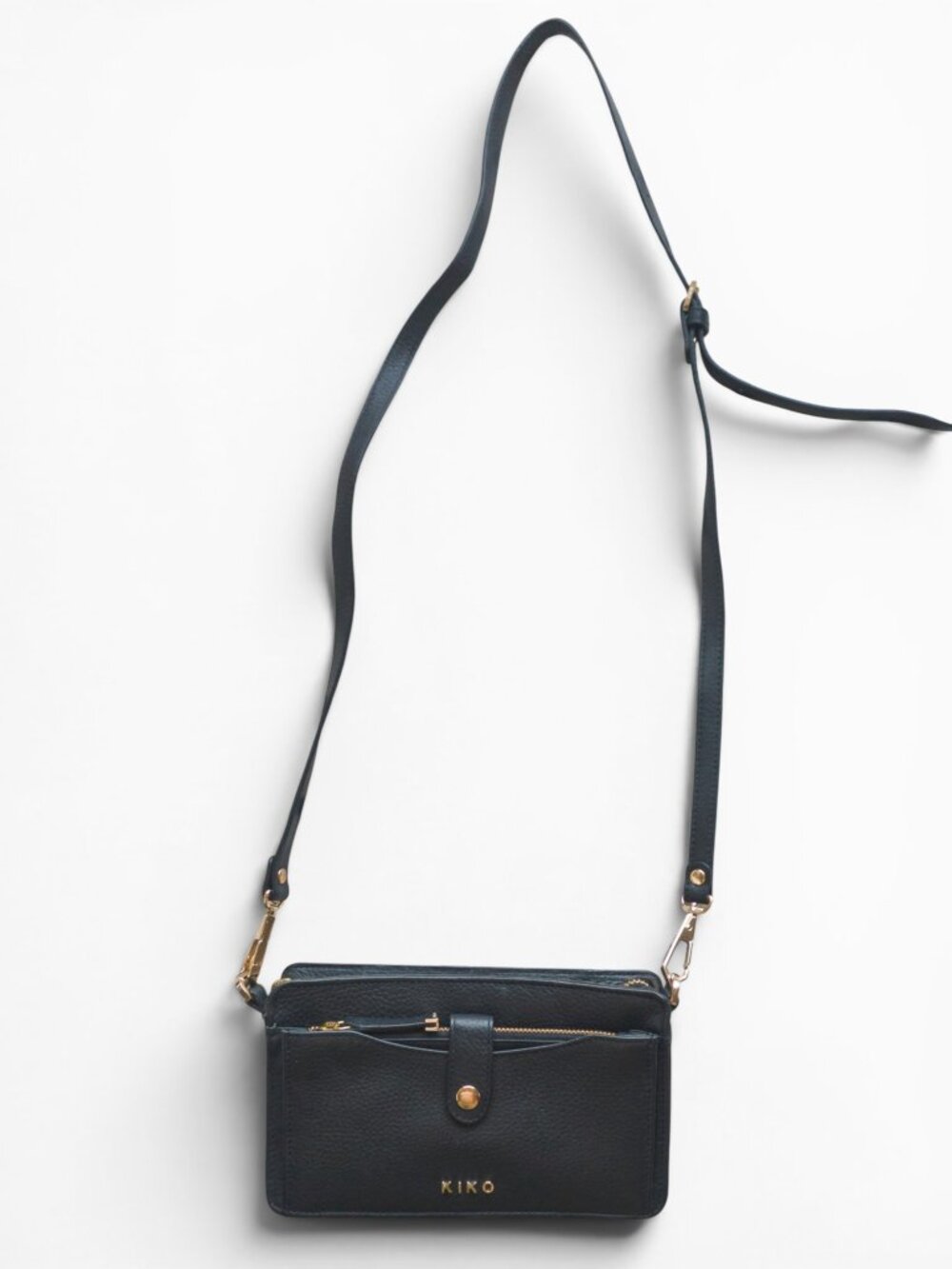 Kiko Pebbled Leather Wallet Crossbody – Black - Picture 3 of 10